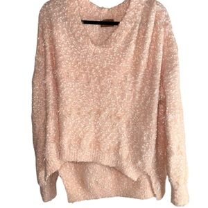 POL Cozy Textured V-Neck Sweater - Blush Pink